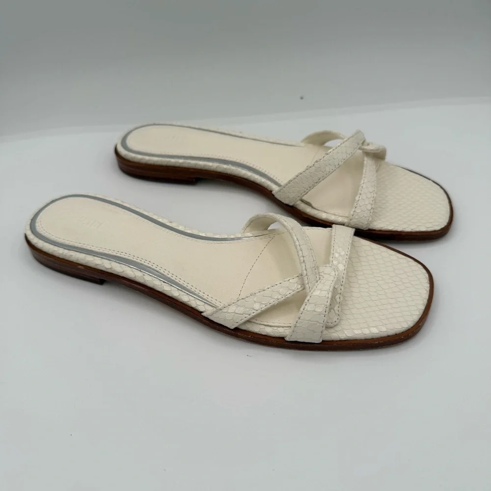 PAIGE Toby Snake‑Embossed Leather Slide Sandals Women’s Size 7